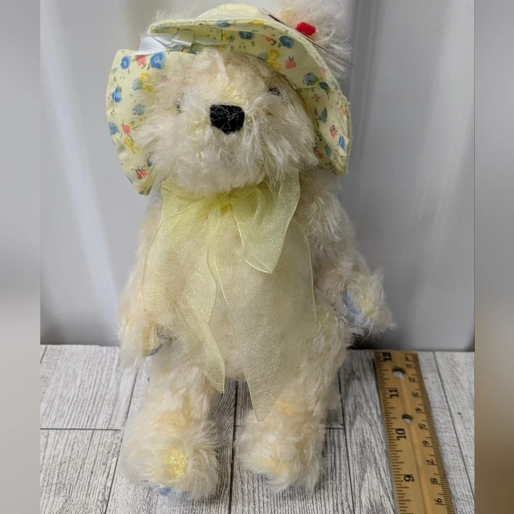 Ty Cream Teddy Bear with Yellow Floral Hat